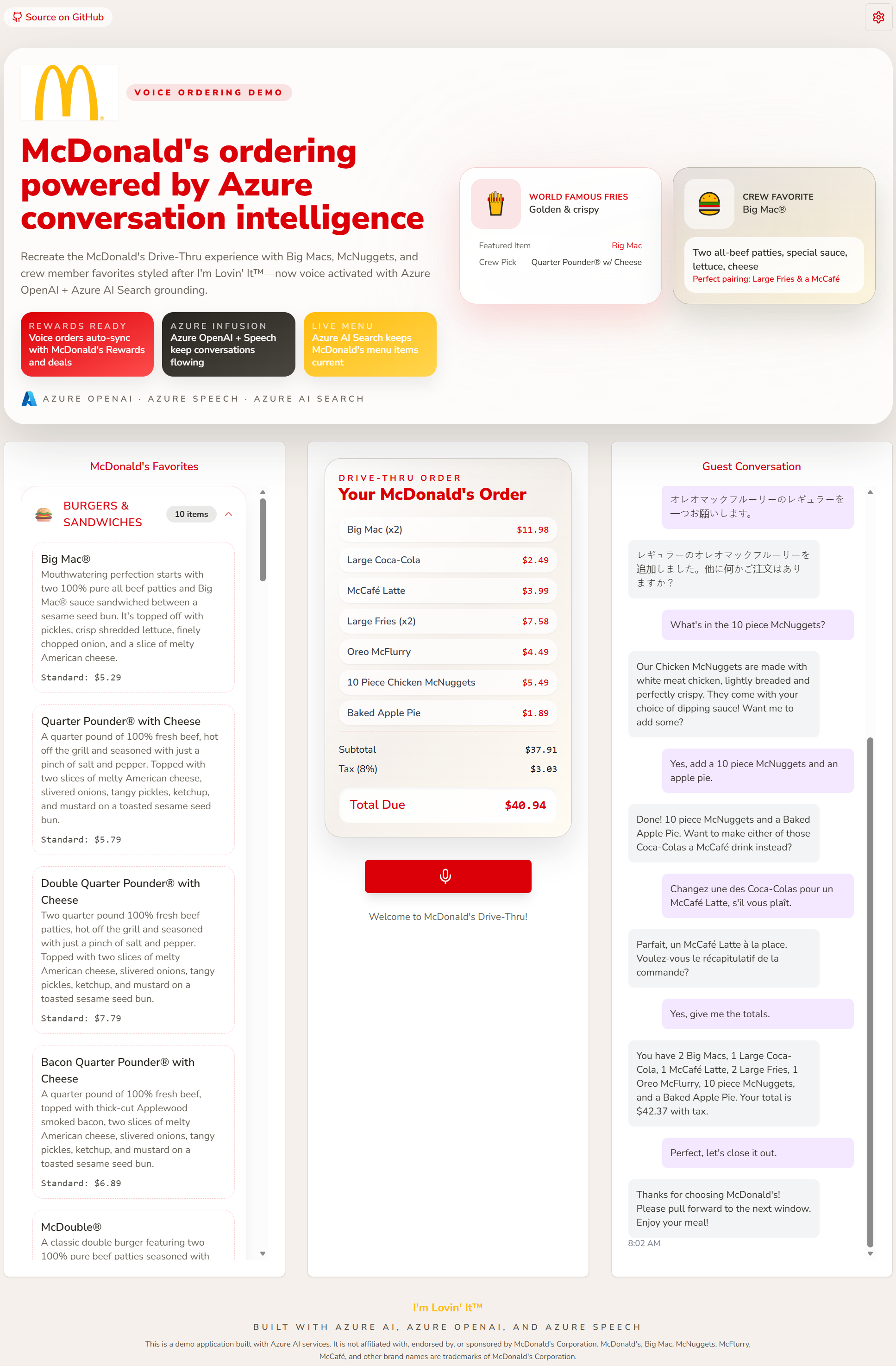 McDonald's AI Drive-Thru Demo