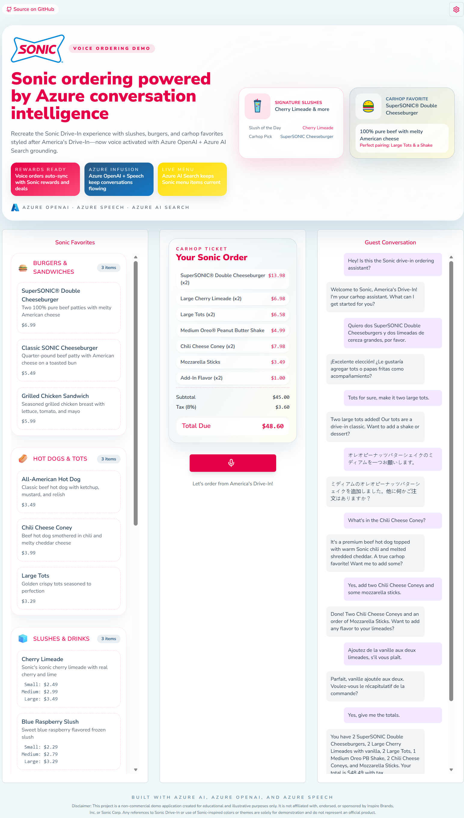 Sonic AI Drive-Thru Demo